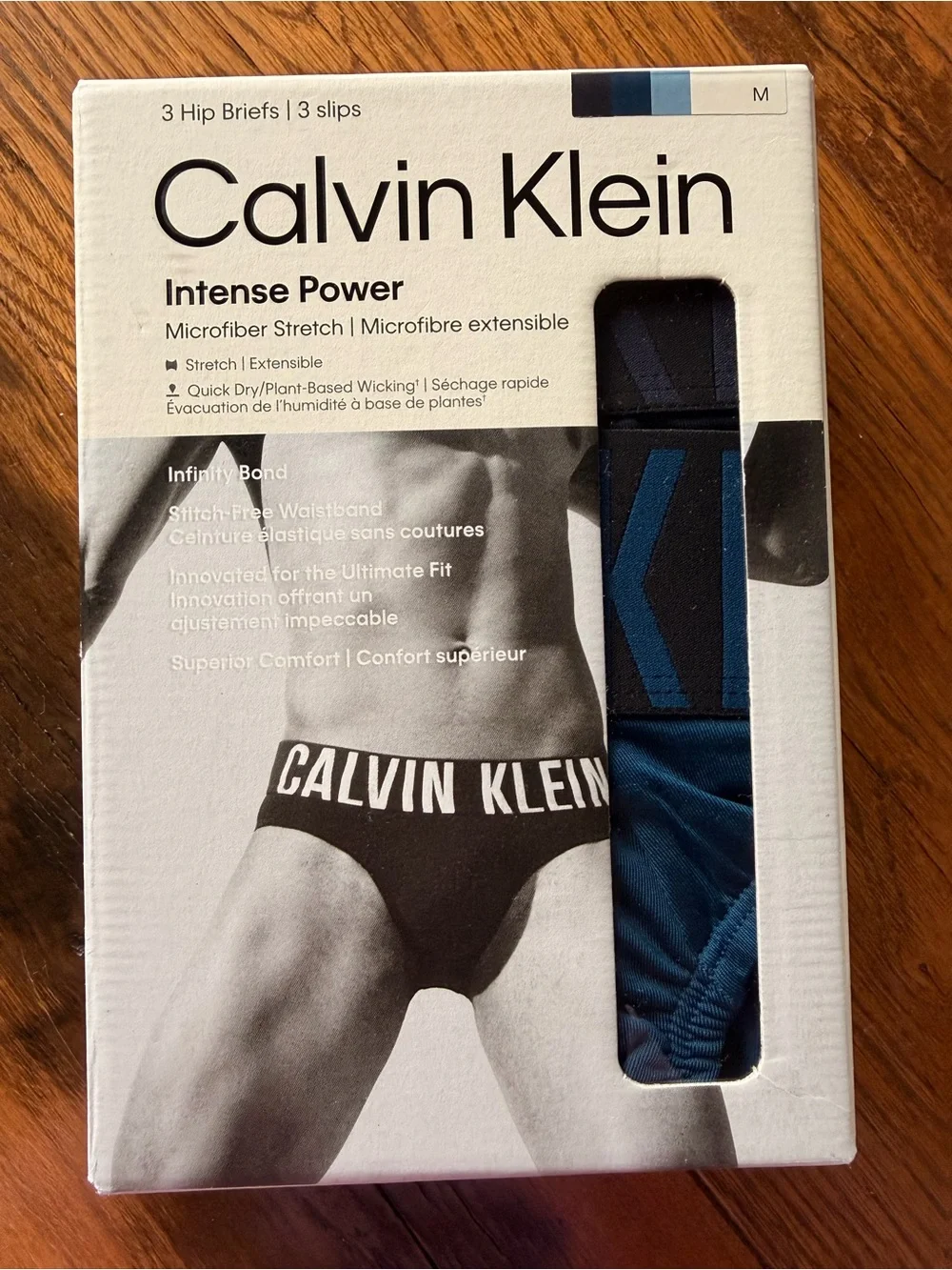 Calvin Klein Intense Power Men's Hip Briefs -2 pk Blue Comfort Underwear M 32/34 - Picture 1 of 5